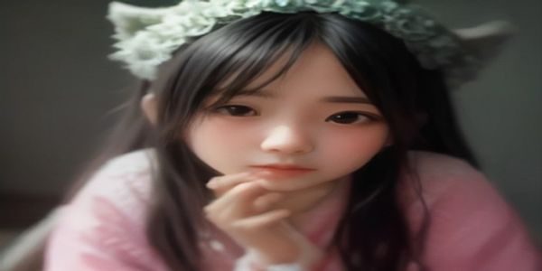 一位年轻女性坐在咖啡馆窗边，手持平板电脑浏览少女潘金莲相关影视作品的资讯页面，神情专注，桌上放着笔记本和咖啡杯