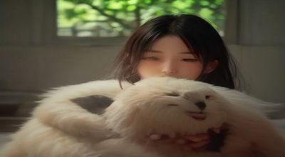 技术运营专员方思琦的工作照，她坐在明亮的办公区域面对笔记本电脑处理网站后台数据，桌上摆有绿植和咖啡，整体氛围轻松专业