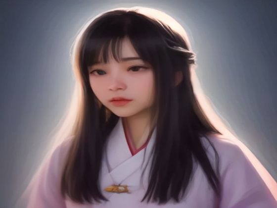 现代艺术风格的少女潘金莲形象重绘，画面以钴蓝与橙红为主调，一位宋代女性站在破碎的枷锁前，神态坚定而忧郁，象征女性主义视角下的重新审视